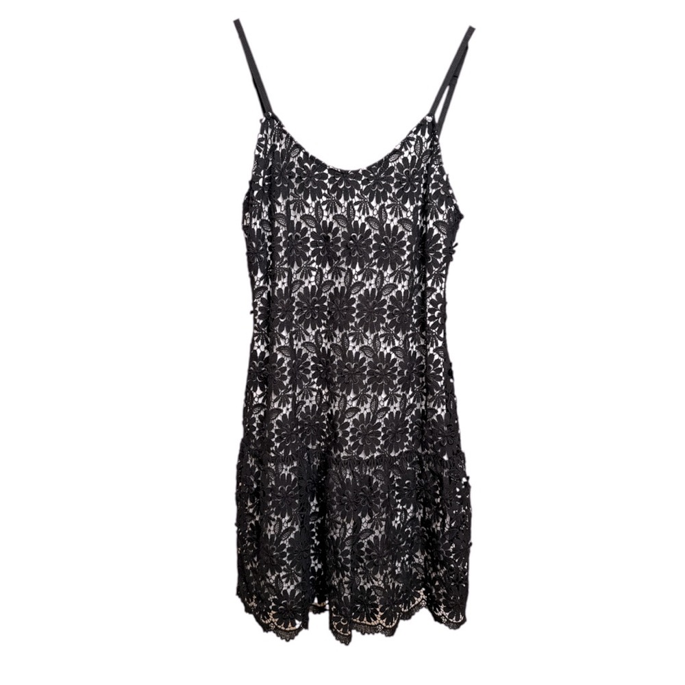 Alice + Olivia floral lace black and white mini dress size 8 slip dress